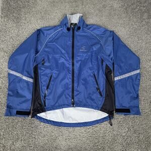 Showers Pass Jacket Mens Medium Blue Cycling Waterproof Windbreaker Reflective